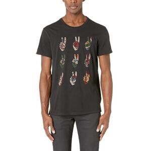 John Varvatos Men's Black Multi Peace Hand T-shirt Size XL